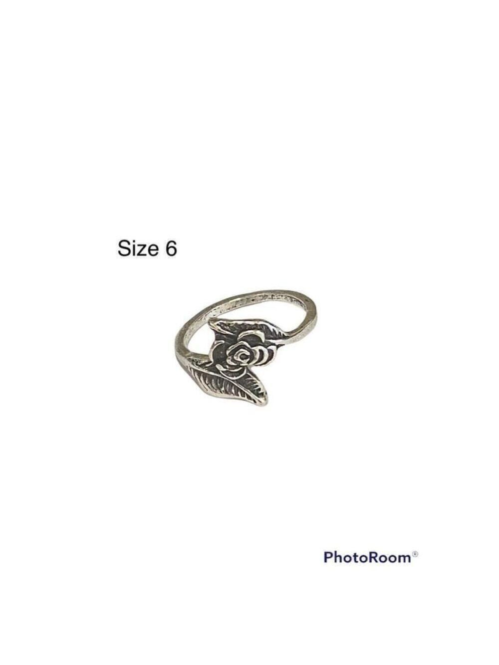 Silver Rose Ring Size 6